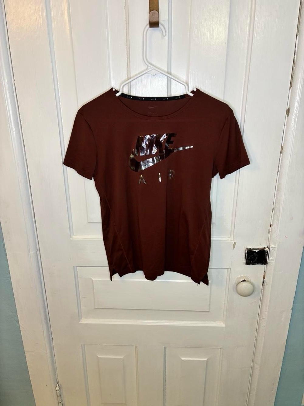 Nike Women's Short Sleeve Tee — Maroon with Metallic Swoosh